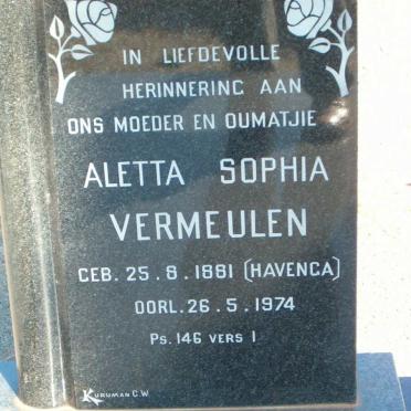 VERMEULEN Aletta Sophia nee HAVENGA 1881-1974