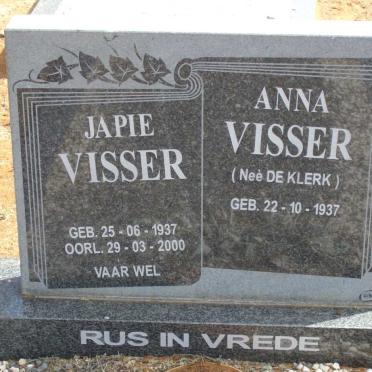 VISSER Japie 1937-2000 &amp; Anna DE KLERK 1937-