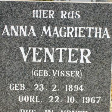 VENTER Anna Magrietha nee VISSER 1894-1967