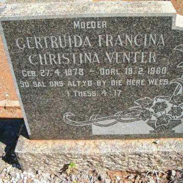VENTER Gertruida Francina Christina 1878-1960