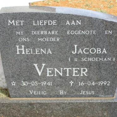 VENTER Helena Jacoba nee SCHOEMAN 1941-1992