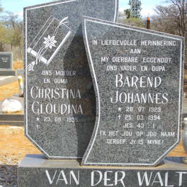 WALT Barend Johannes, van der 1929-1994 &amp; Christina Gloudina 1935-