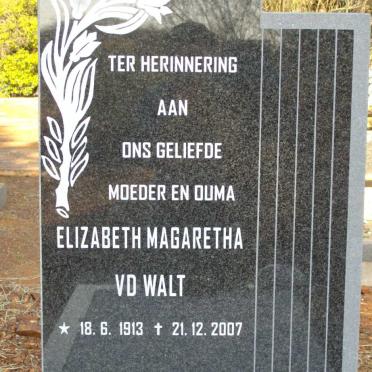 WALT Elizabeth Magaretha, v.d. 1913-2007