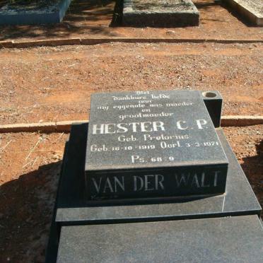 WALT Hester C.P., van der nee PRETORIUS 1919-1971