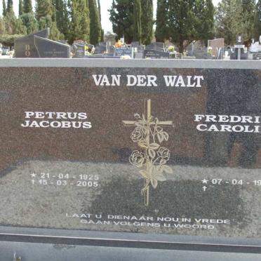 WALT Petrus Jacobus, van der 1925-2005 &amp; Fredrika Carolina 1934-