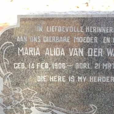 WALT Maria Alida, van der 1906-1999