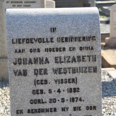 WESTHUIZEN Christiaan Jacobus, van der 1891-1946 &amp; Johanna Elizabeth VISSER 1892-1974