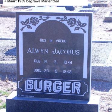 BURGER Alwyn Jacobus 1879-1948
