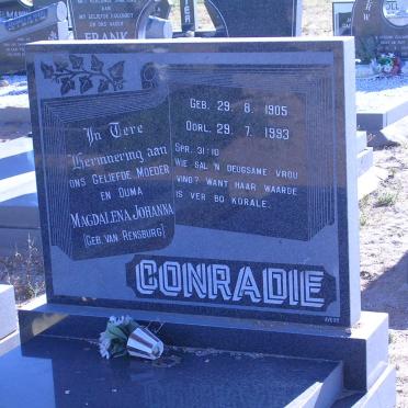 CONRADIE Magdalena Johanna nee VAN RENSBURG 1905-1993