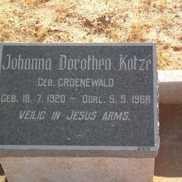 KOTZÉ Johanna Dorothea geb. GROENEWALD 1920-1968