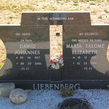 LIEBENBERG Dawid Johannes 1927-2000 &amp; Maria Salome Elizabeth 1931-1999