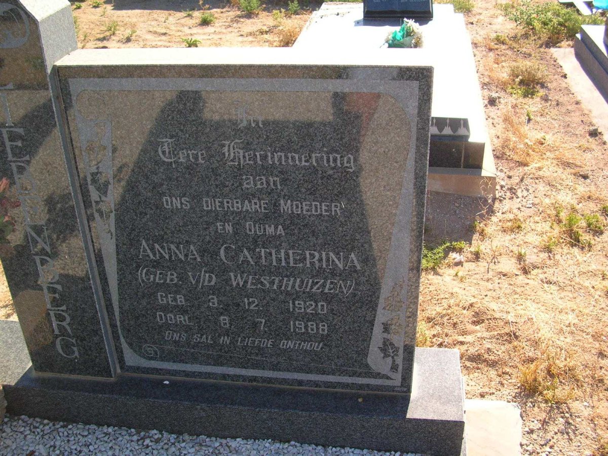 LIEBENBERG Anna Catherina geb. V. D. WESTHUIZEN 1920-1988