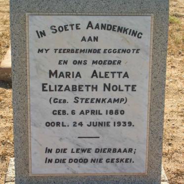NOLTE Maria Aletta Elizabeth geb. STEENKAMP 1880-1939