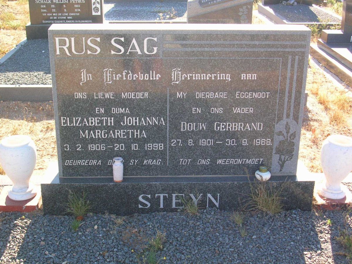 STEYN Douw Gerbrand 1901-1968 &amp; Elizabeth Johanna Margaretha 1906-1998