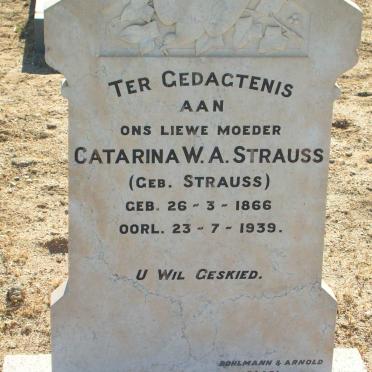 STRAUSS Catarina W.A. nee STRAUSS 1866-1939