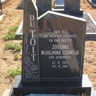 TOIT Johanna Wilhelmina Cornelia, du nee LIEBENBERG 1913-1981