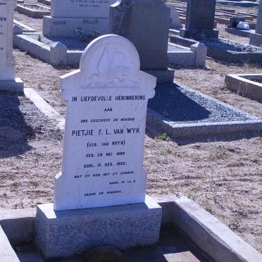 WYK Pietjie F.L., van nee VAN RHYN 1889-1950