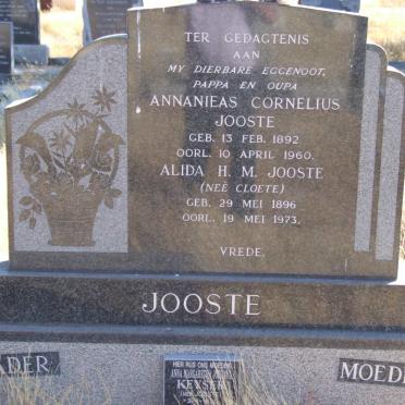 JOOSTE Annanieas Cornelius 1892-1960 &amp; Alida H.M. CLOETE 1896-1973 :: KEYSER Anna Margareth Johanna nee JOOSTE 1926-