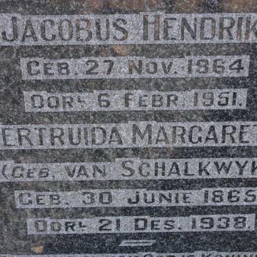 KEYSER Jacobus Hendrik 1864-1951 &amp; Gertruida Margaretha VAN SCHALKWYK 1865-1938