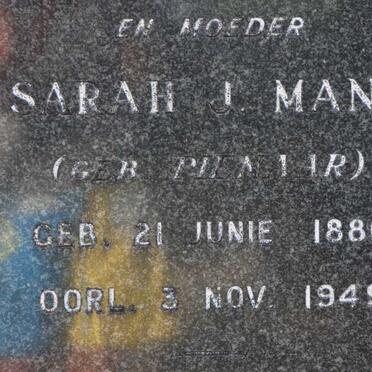 MANS Sarah J. nee PIENAAR 1880-1949