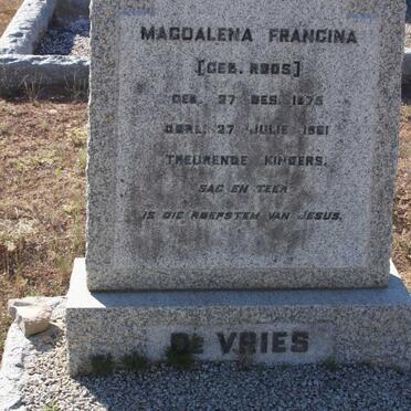 VRIES Magdalena Francina, de nee ROOS 1875-1961