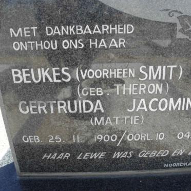 BEUKES Gertruida Jacomina formerly SMIT nee THERON 1900-1983