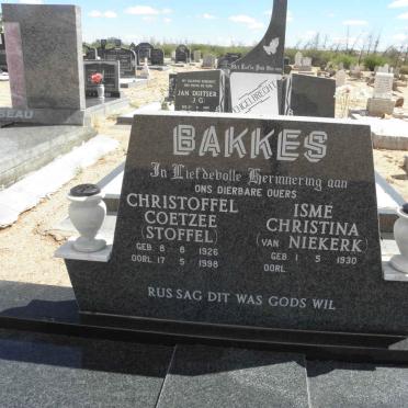 BAKKES Christoffel Coetzee 1926-1998 &amp; Isme Christina VAN NIEKERK 1930-