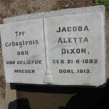 DIXON Jacoba Aletta 1892-1913