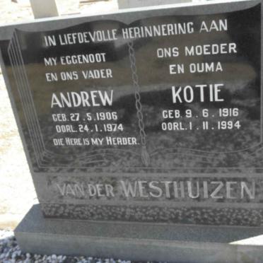 WESTHUIZEN Andrew, van der 1906-1974 &amp; Kotie 1916-1994
