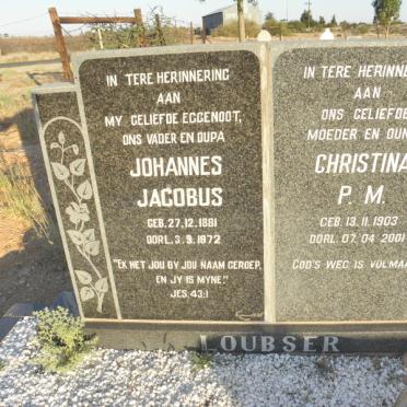 LOUBSER Johannes Jacobus 1881-1972 &amp; Christina P.M. 1903-2001