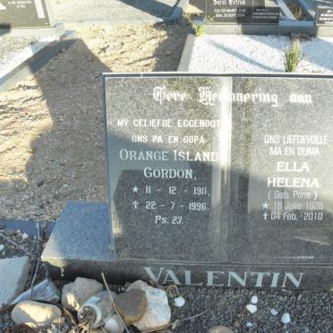 VALENTIN Orange Island Gordon 1911-1996 &amp; Ella Helena PRINS 1926-2010