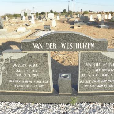 WESTHUIZEN Petrus Abel, van der 1913-1984 &amp; Martha Elizabeth SCHOLTZ 1911-2000