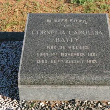BAYLY Cornelia Carolina nee DE VILLIERS 1881-1963