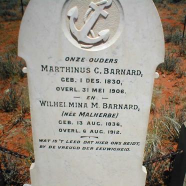 BARNARD Marthinus C. 1830-1906 &amp; Wilhelmina M. MALHERBE 1836-1912
