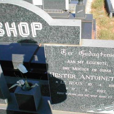 BISHOP Hester Antoinette nee LE ROUX 1916-1982