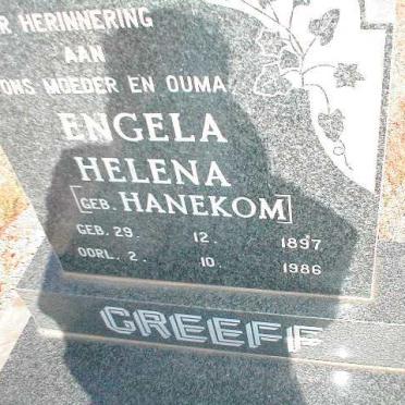 GREEFF Engela Helena geb. HANEKOM 1897-1986