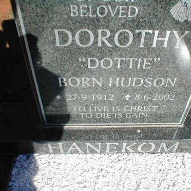 HANEKOM Dorothy nee HUDSON 1912-2002