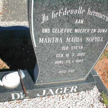 JAGER Martha Maria Sophia, de nee STEYN 1902-1985