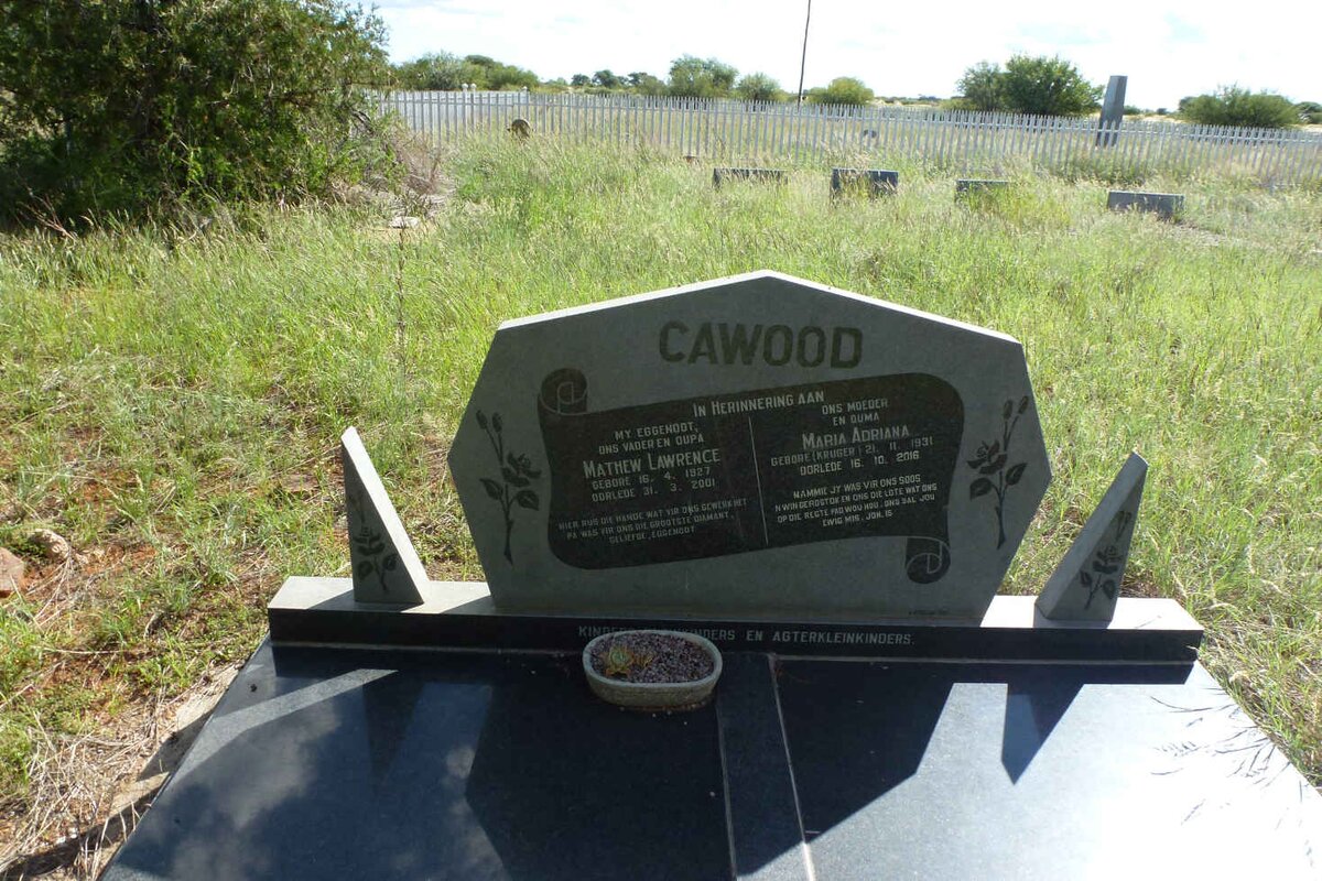 CAWOOD Mathew Lawrence 1927-2001 &amp; Maria Adriana KRUGER 1931-2016