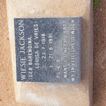 JACKSON Barendina Louisa nee DE VRIES 1918-1991