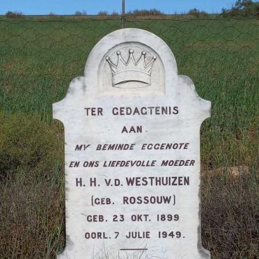 WESTHUIZEN H.H., van der nee ROSSOUW 1899-1949