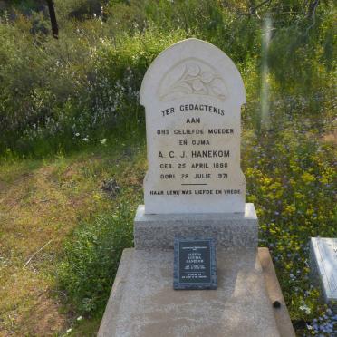 HANEKOM A.C.J. 1880-1971 :: HANEKOM Aletha Louisa 1947-2002