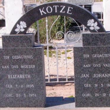 KOTZE Jan Johannes 1888-1955 &amp; Elizabeth 1895-1975