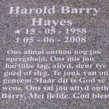HAYES Harold Barry 1958-2008