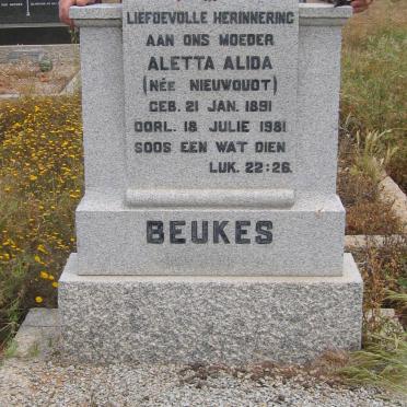 BEUKES Aletta Alida nee NIEUWOUDT 1891-1981