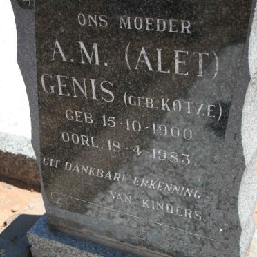 GENIS A.M. nee KOTZE 1900-1983