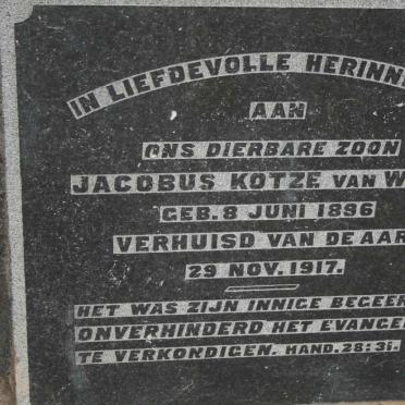 WIJK Jacobus Kotze, van 1896-1917