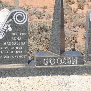 GOOSEN Boena 1925-1995 &amp; Anna Magdalena 1922-1988