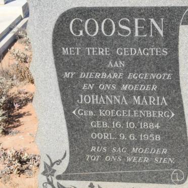 GOOSEN Johanna Maria nee KOEGELENBERG 1884-1958