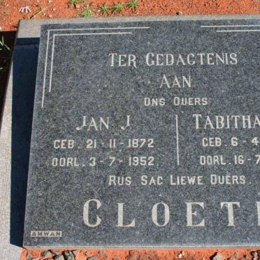CLOETE Jan J. 1872-1952 &amp;  Tabitha W.L. 1880-1971